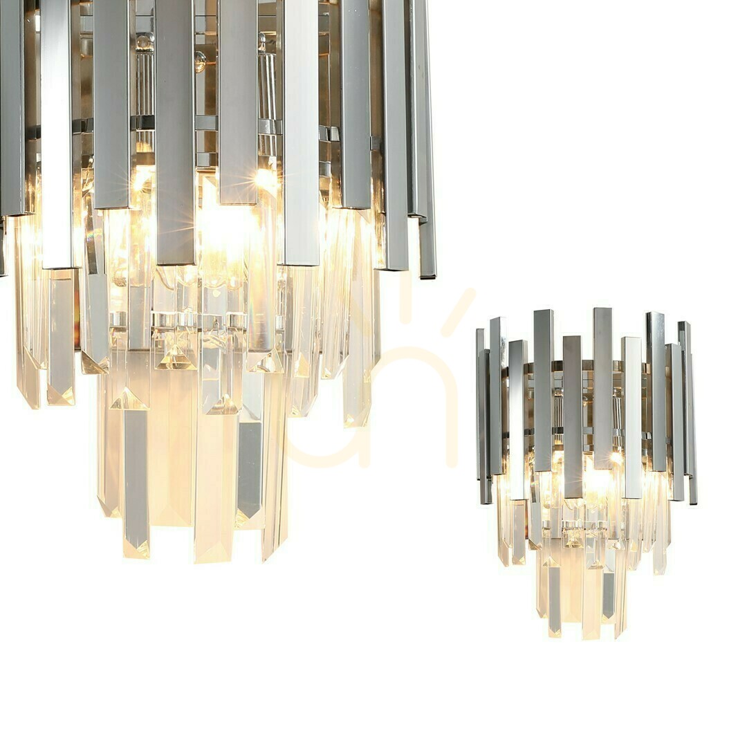Kristall vägglampa Aspen krom 2x E14