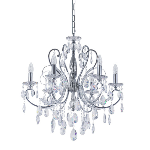 Kontrollera Ljuskrona Italux Barocco Chrome E14 6-lampor kristall MD72709-6A
