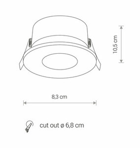 Infälld badrumsdownlight Nowodvorski GOLF 8376 GU10 IP54 svart håltagning 6,8 cm small 5