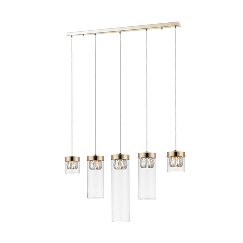Kontrollera Pendellampa Zuma Line GEM P0389-05E-F7AC guld 5xG9 glasskärmar 91 cm