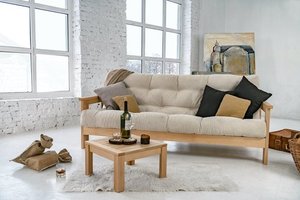 Bäddsoffa WoodMan Mexico bokträ krämfärgad WUA-00619 small 1