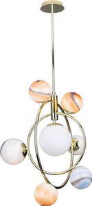 Pendant Light Max Light Cosmos P0378 Gold 7-Light Glass Metal 64 cm small 0