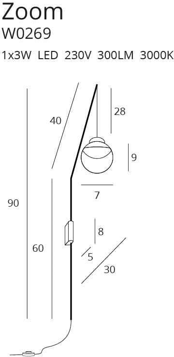 Förhandsvisning Vägglampa Max Light Zoom W0269 svart LED 90 cm Vägglampa Max Light Zoom W0269 svart LED 90 cm