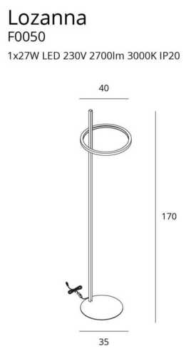 Kontrollera Golvlampa Max Light Lozanna F0050 guld 170 cm LED