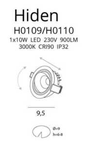 Infälld downlight Max Light Hiden H0110 svart LED 10W 3000K Ø9,5 cm small 1