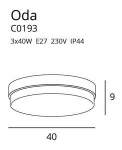 Plafond Max Light ODA C0193 vit 40 cm metall mjölkglas 3xE27 small 2
