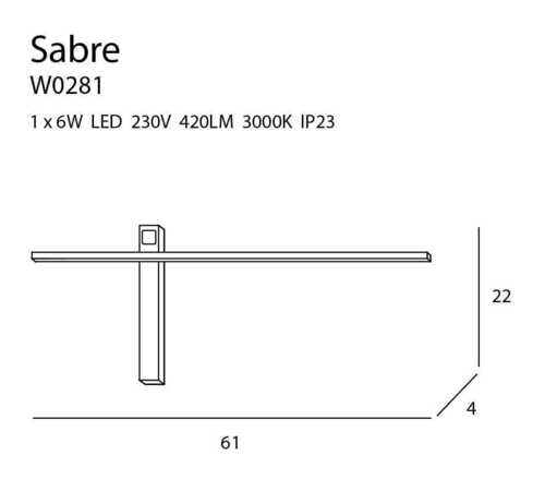 Kontrollera Vägglampa Max Light Sabre W0281 svart LED 61 cm