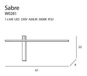 Vägglampa Max Light Sabre W0281 svart LED 61 cm small 1