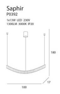 Pendant Light Max Light Saphir P0392 Chrome Crystal LED 13W small 1