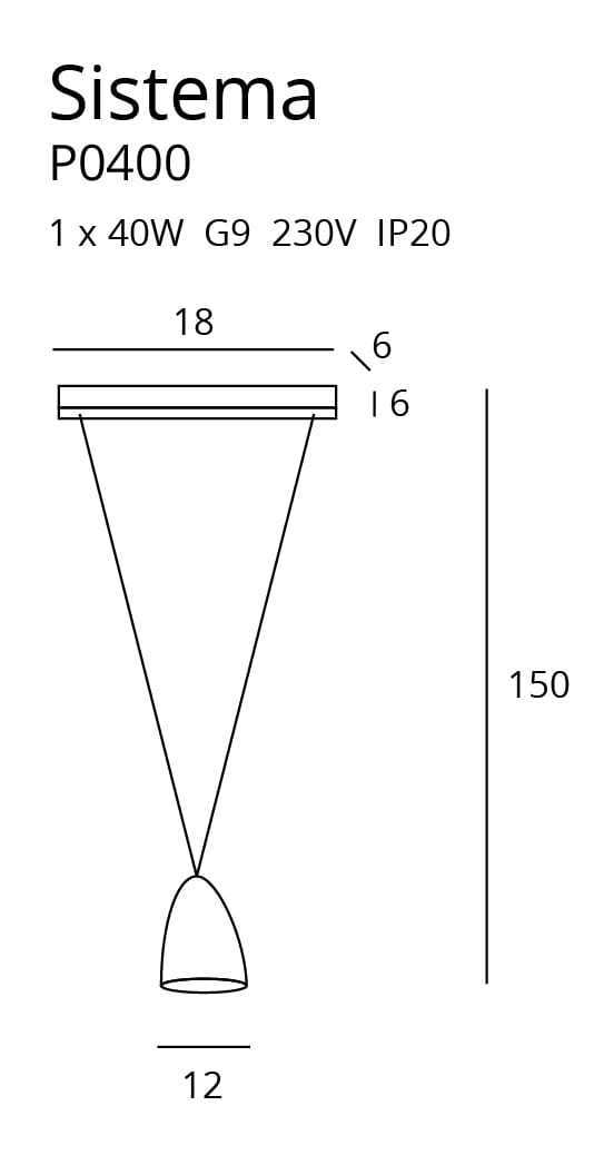 Utsikt Pendant Light Max Light Sistema P0400 Black Metal G9 Pendant Light Max Light Sistema P0400 Black Metal G9