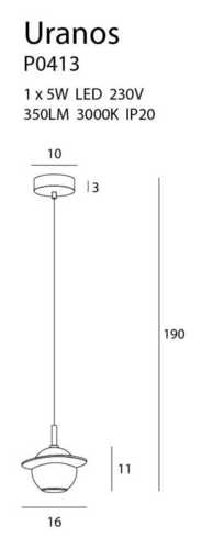 Kontrollera Pendant Light Max Light Uranos P0413 White Gold Marble 16 cm