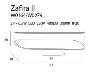 Vägglampa Max Light Zafira W0279 svart metall LED 41 cm small 1