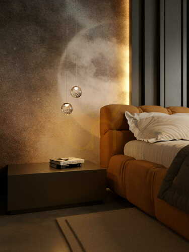 Kontrollera Pendellampa Max Light ZOE P0389 i guld med bubbelglas, 9,5 cm