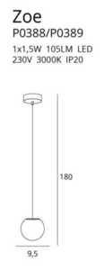 Pendant Light Max Light ZOE P0389 Gold Stainless Steel Glass 9.5 cm small 1