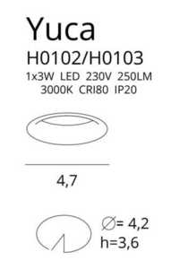 Inbyggd spotlight Max Light Yuca Fixed H0103 svart LED 3W 3000K Ø4,7 cm small 1