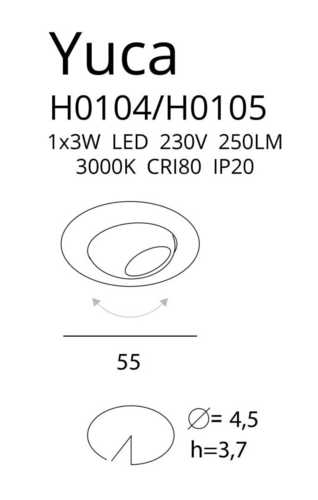 Kontrollera Inbyggd armatur Max Light Yuca Round Tilted H0105 svart LED 3W Ø4,7 cm