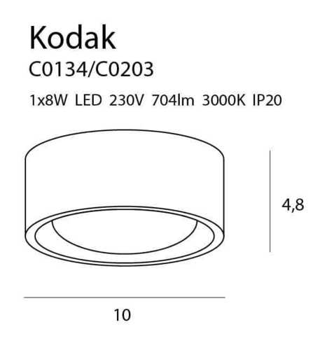 Kontrollera Plafond Max Light Kodak C0203 svart LED 10 cm
