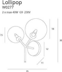 Vägglampa Max Light Lollipop W0277 svart 2xG9 small 1