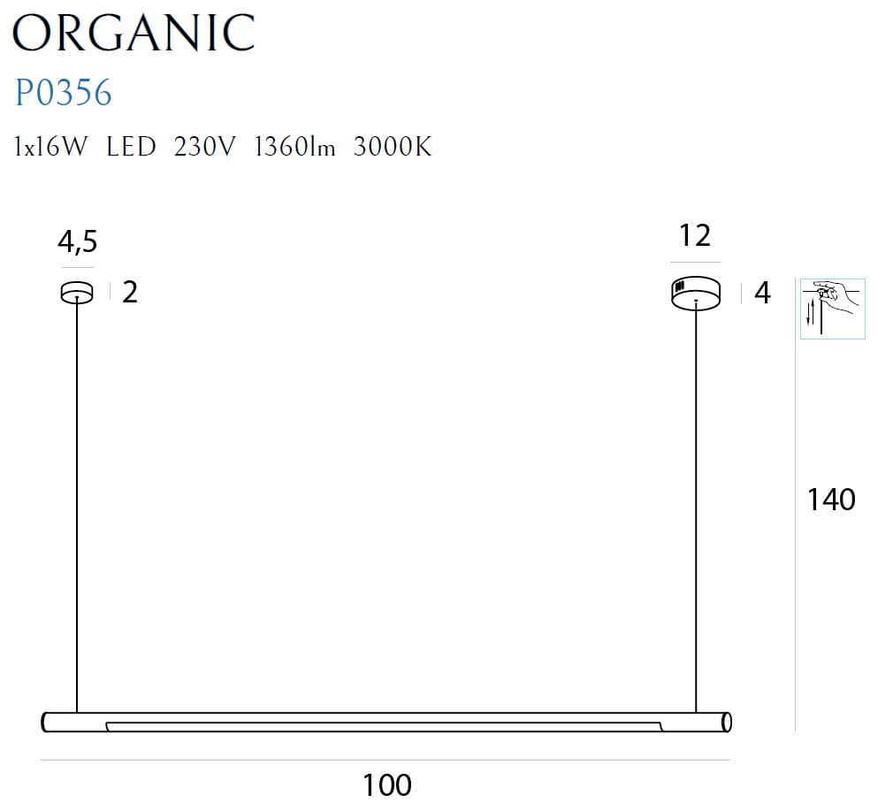 Förhandsvisning Pendant Light Max Light Organic Horizon Gold LED 100 cm Dimmable P0356D Pendant Light Max Light Organic Horizon Gold LED 100 cm Dimmable P0356D