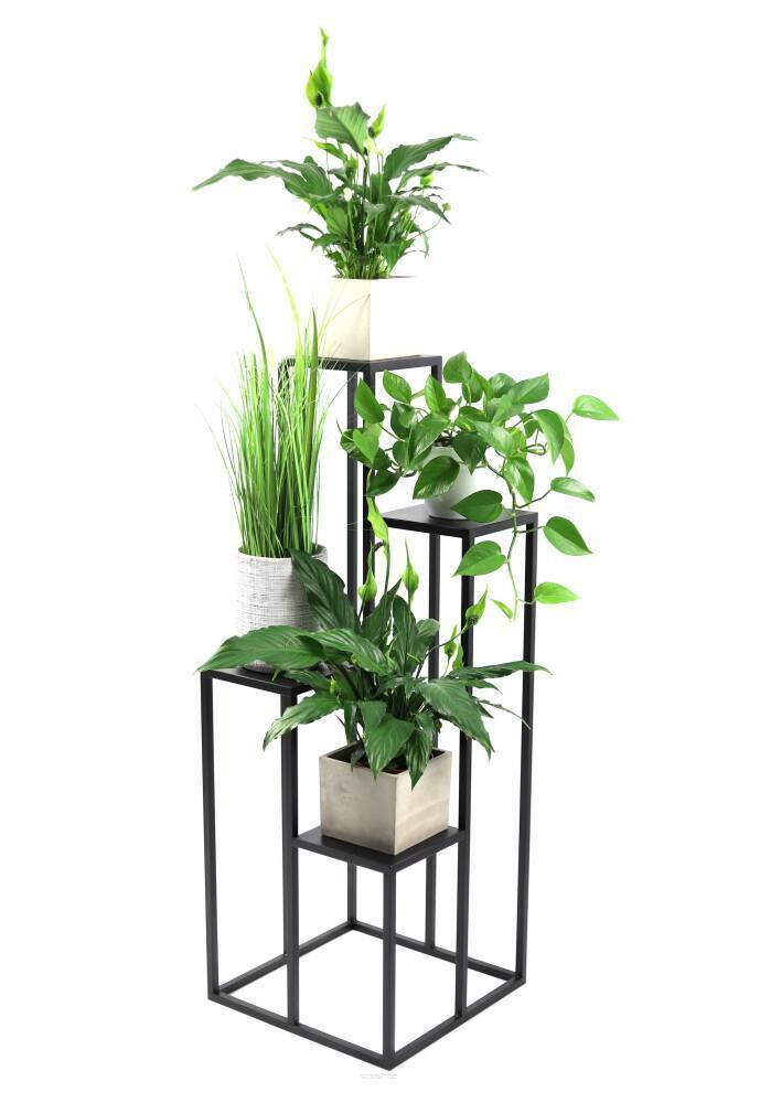 Blomställare i metall för fyra blommor METALLO 112cm svart LOFT