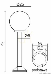 Utomhusstående trädgårdslampa SU-MA svart 75 cm K 5002/3/K 250 small 3