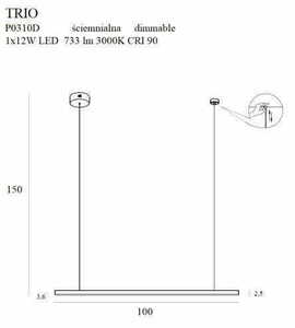 Pendant Light Max Light Trio 1 Black LED 100 cm P0310D small 1