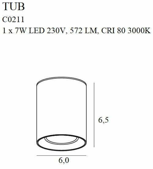 Utsikt Plafond Max Light TUB C0211 svart 6 cm LED 7W rund Plafond Max Light TUB C0211 svart 6 cm LED 7W rund