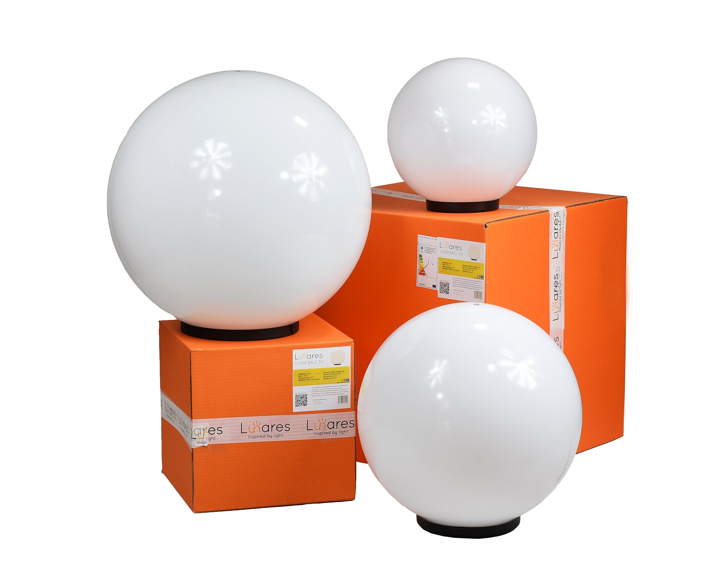 LUNA BALLS 20/25/30 cm – Set med sfäriska trädgårdslampor – UV-beständiga LED-lampor med E27-sockel