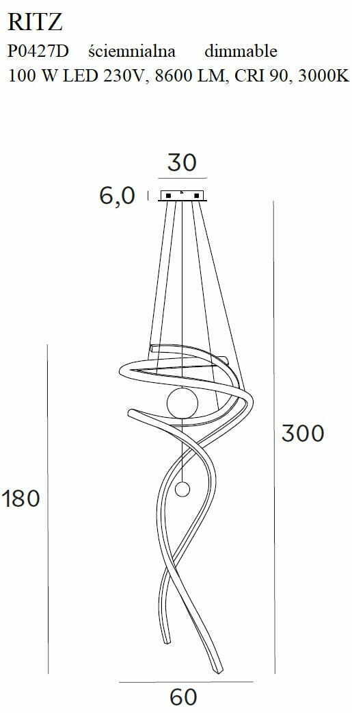 Utsikt Pendant Light Max Light Ritz P0427D Gold 60 cm LED Pendant Light Max Light Ritz P0427D Gold 60 cm LED