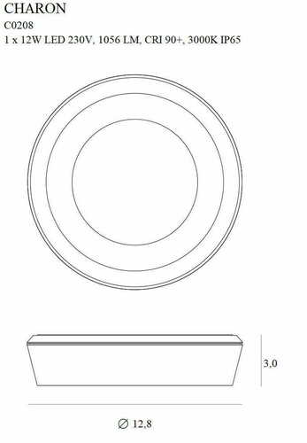 Kontrollera Plafond Max Light Charon C0208 svart LED 11W Ø12,8 cm IP65
