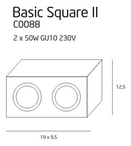Plafond Max Light Basic Square II vit 2xGU10 metall C0088 1 Plafond Max Light Basic Square II vit 2xGU10 metall C0088 small 1