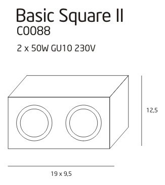 Utsikt Plafond Max Light Basic Square II vit 2xGU10 metall C0088 Plafond Max Light Basic Square II vit 2xGU10 metall C0088