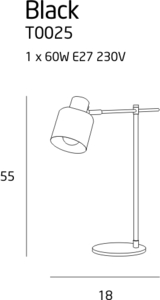 Skrivbordslampa Max Light Black T0025 svart metall E27 55 cm 6 Skrivbordslampa Max Light Black T0025 svart metall E27 55 cm small 6