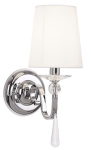 Vägglampa Max Light Charlotte W0067 krom vit tygskärm 1x40W E14 41 cm small 0