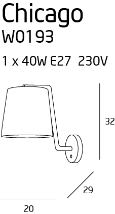 Kontrollera Vägglampa Max Light Chicago W0193 vit metall tyg 32 cm