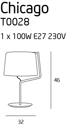 Kontrollera Max Light Chicago T0028 bordslampa, vit, E27, 46 cm