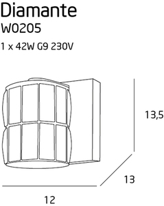 Vägglampa Max Light Diamante I W0205 krom glas/metall G9 1 Vägglampa Max Light Diamante I W0205 krom glas/metall G9 small 1