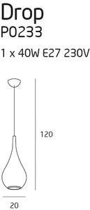 Pendant Light Max Light DROP P0233 Black Metal 20 cm small 3