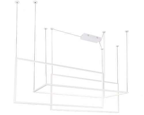 Kontrollera Pendellampa Max Light Geometric P0272 vit LED med tre rektangulära ramar 145 cm