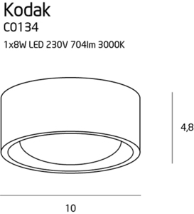 Plafond Max Light KODAK C0134 LED vit 10 cm 8W 3000K 1 Plafond Max Light KODAK C0134 LED vit 10 cm 8W 3000K small 1