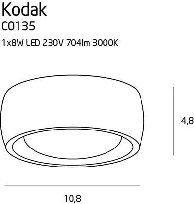 Kontrollera Plafond Max Light Kodak LED vit 10,8 cm 8W C0135