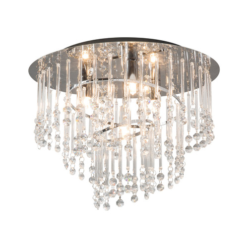 Kontrollera Zuma Line TERRE 19154M plafond, krom, kristall och glas, 4 × G9, Ø 35 cm