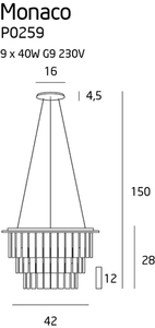 Pendant Light Max Light Monaco 9-Light Chrome Glass 42 cm P0259 small 2