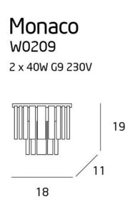 Vägglampa Max Light Monaco W0209 krom 2-ljus glas/metall small 1