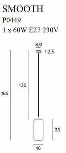 Pendant Light Max Light Smooth P0449 Gold E27 165 cm small 1