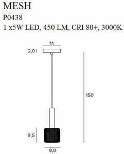 Pendant Light Max Light Mesh P0438 Gold Black LED 9 cm small 2