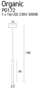 Pendellampa Max Light Organic Solo krom 190 cm LED P0172 small 2