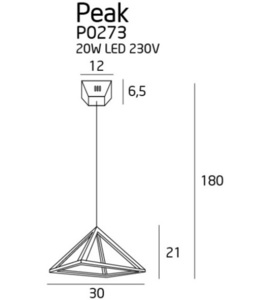 Pendellampa Max Light Peak S krom LED 30 cm P0273 small 3