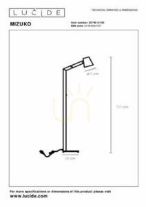 Golvlampa Lucide MIZUKO svart metall 150 cm 20710/01/30 small 10