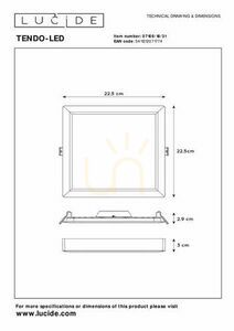 Plafond Lucide TENDO-LED vit 22 cm LED 18W 3000K 07106/18/31 small 9